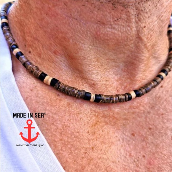 NEW Boho Surf Beach Natural Bead Handmade Necklace - Size 20” - Picture 2 of 3